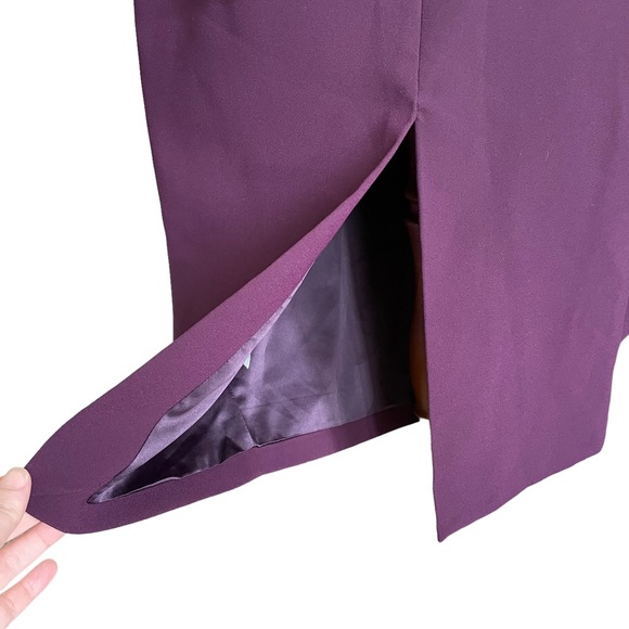 CAMILLA AND MARC Sz10 Plum asymmetrical fitted highwaised midi pencil skirt 🥇 - Picture 9 of 13